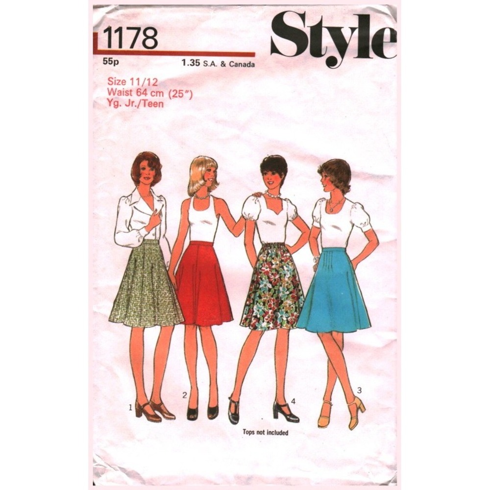 Vintage Style 1178 Sewing Pattern Young Junior Teens Skirts Size 11/12 Waist 25